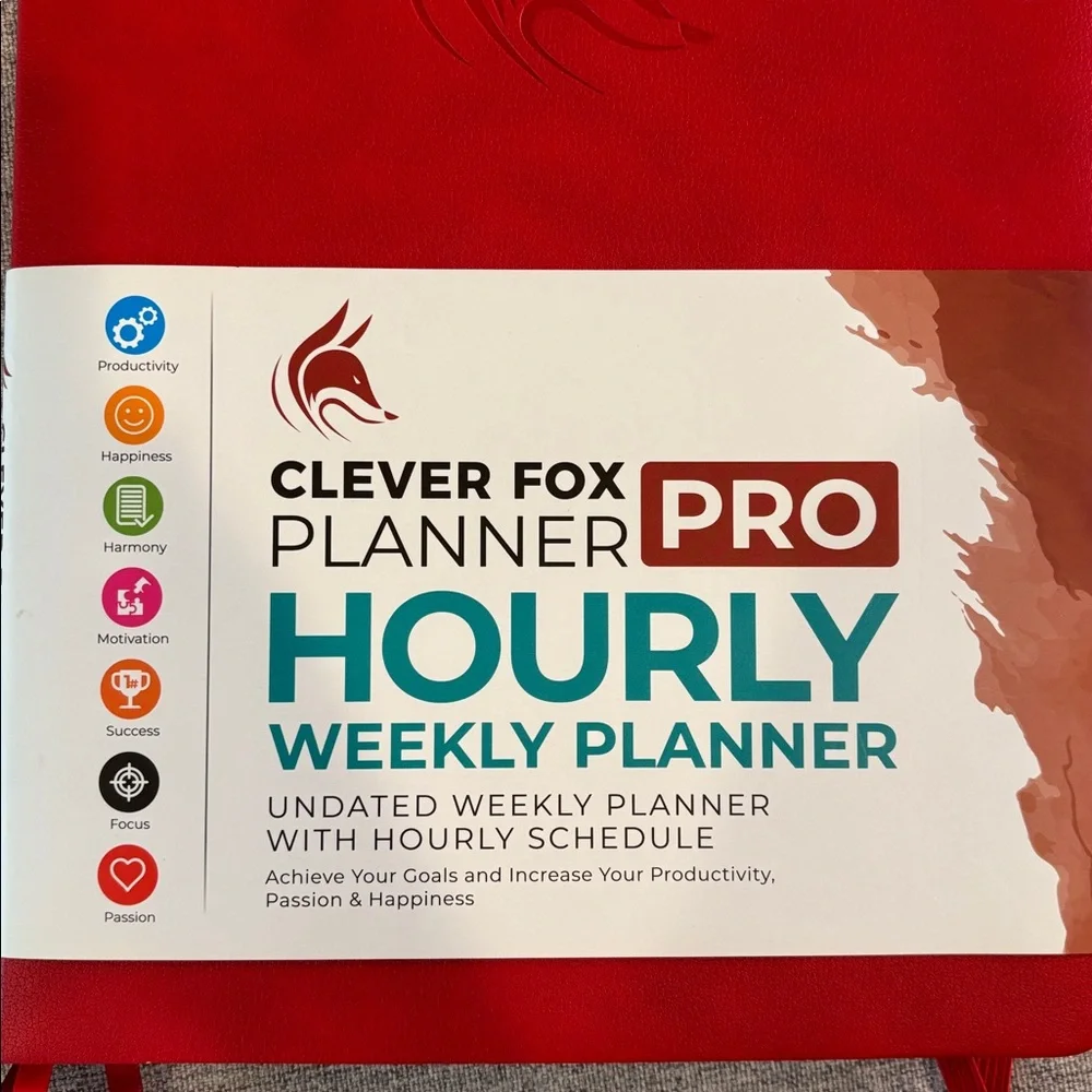 Clever Fox Planner PRO Hourly Weekly Planner - Red Leather 📕 - Picture 11 of 11
